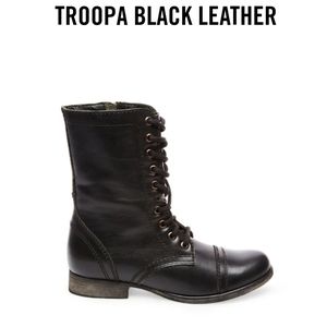 Steve Madden Troopa Black Leather Combat B…